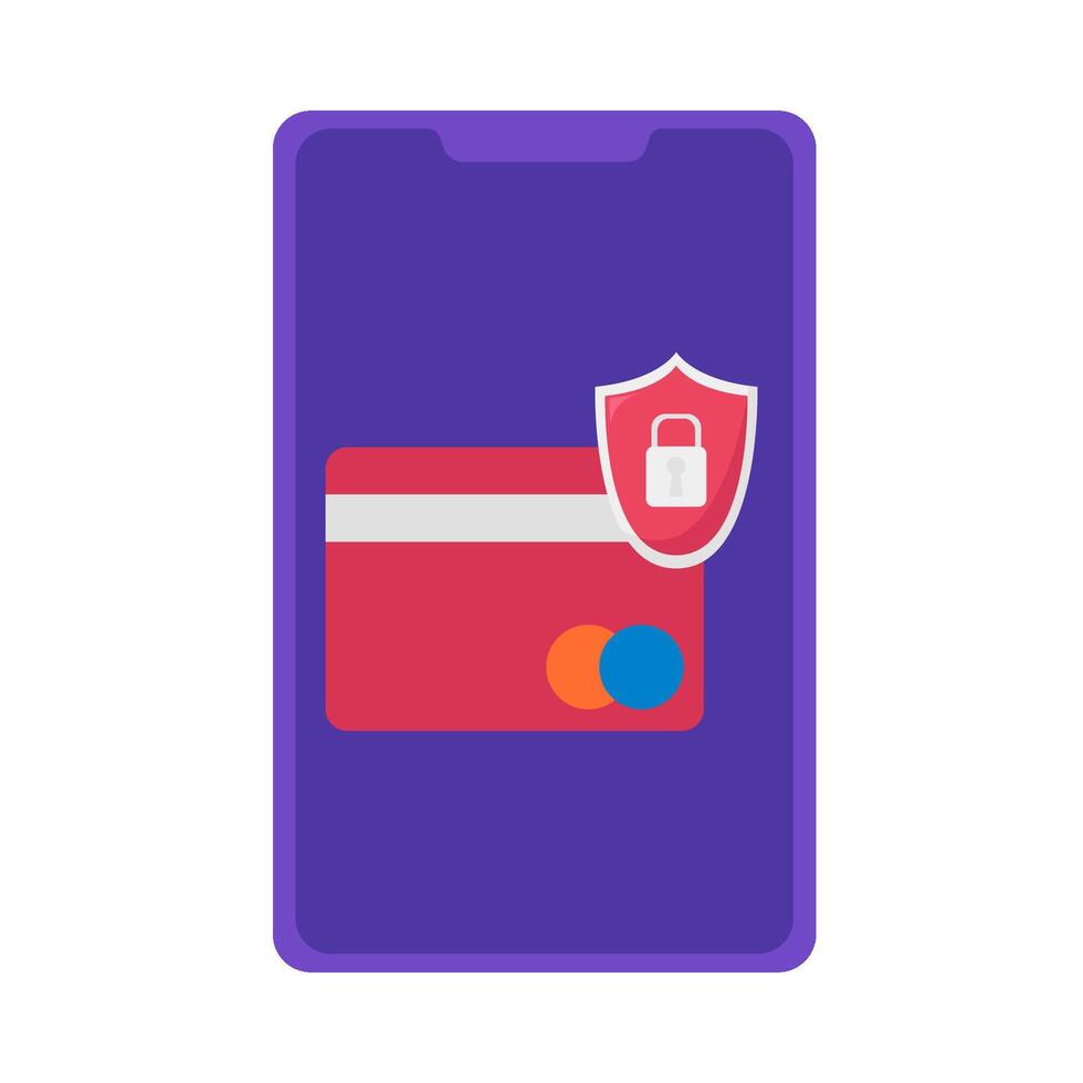 cyber segurança débito cartão dentro Móvel telefone ilustração vetor