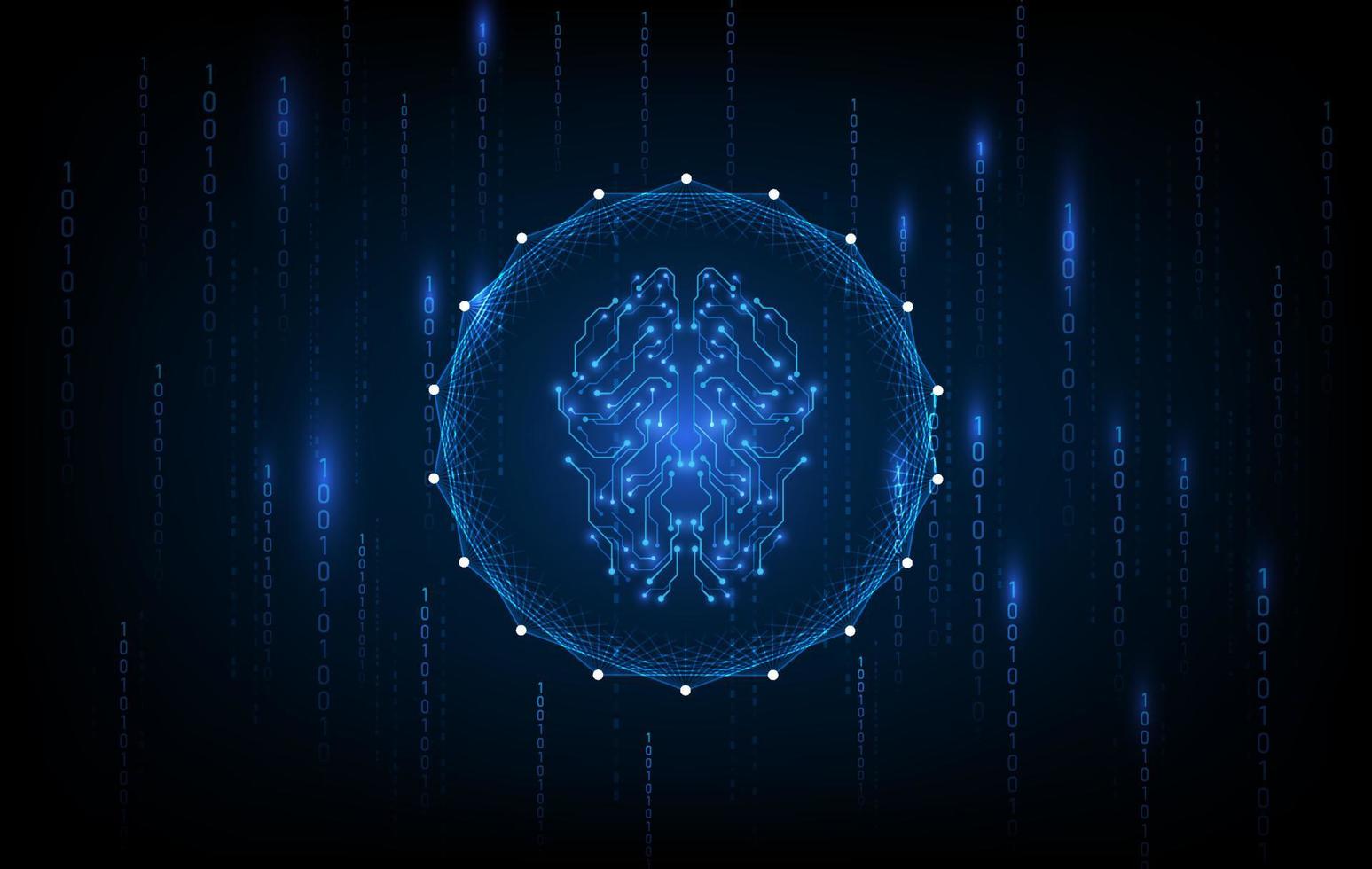 ilustração de inteligência artificial. inteligência artificial e conceito de aprendizado de máquina. código de computador digital. conceitos de transferência de dados vetor