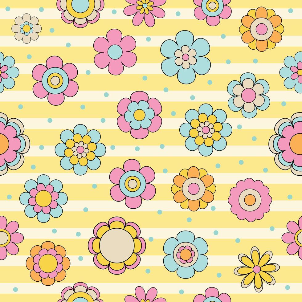 fofa Primavera pastel flor floral mão desenhado desatado padronizar parede papel fundo vetor ilustração