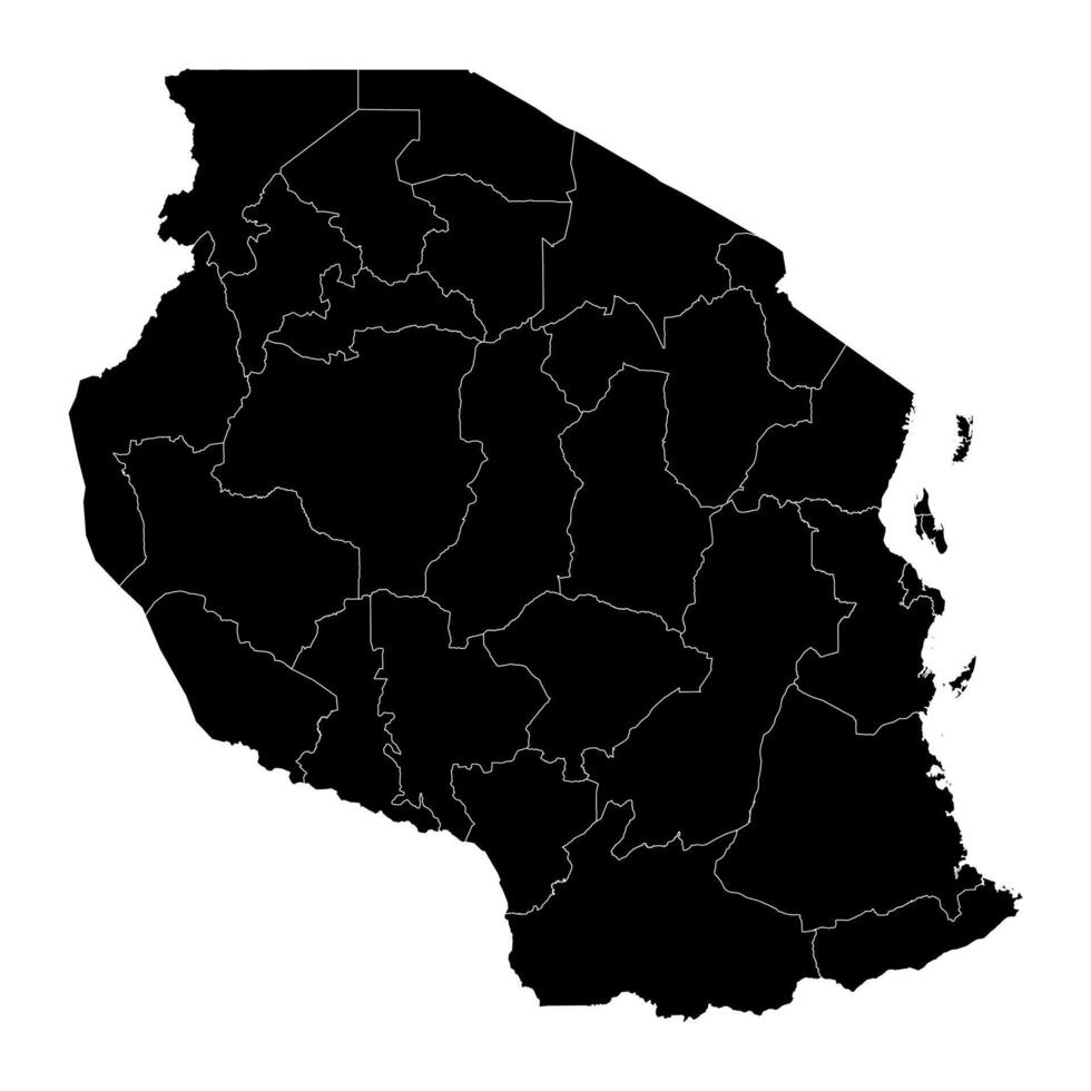 Tanzânia mapa com administrativo divisões. vetor ilustração.
