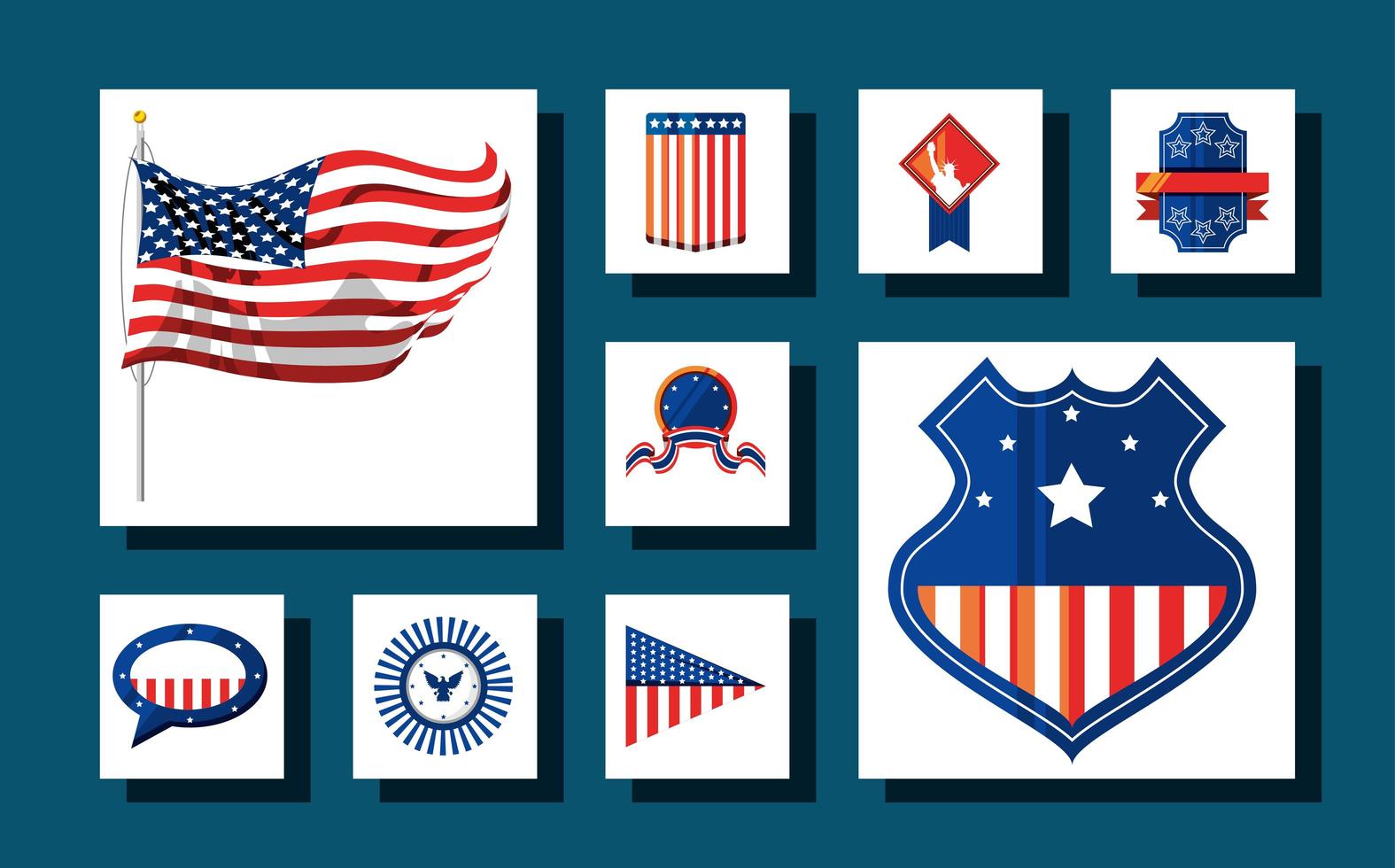 coleção de ícones americanos vetor