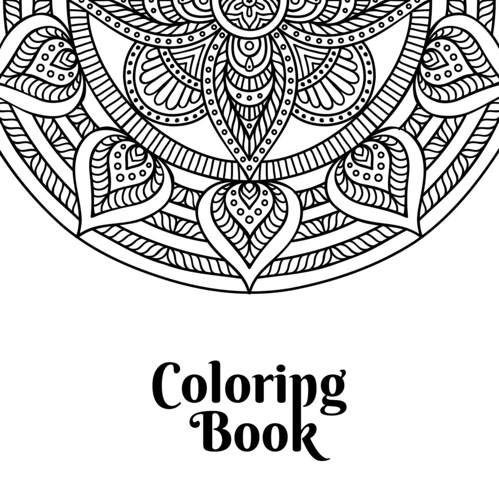 livro para colorir desenho mandala preto vetor