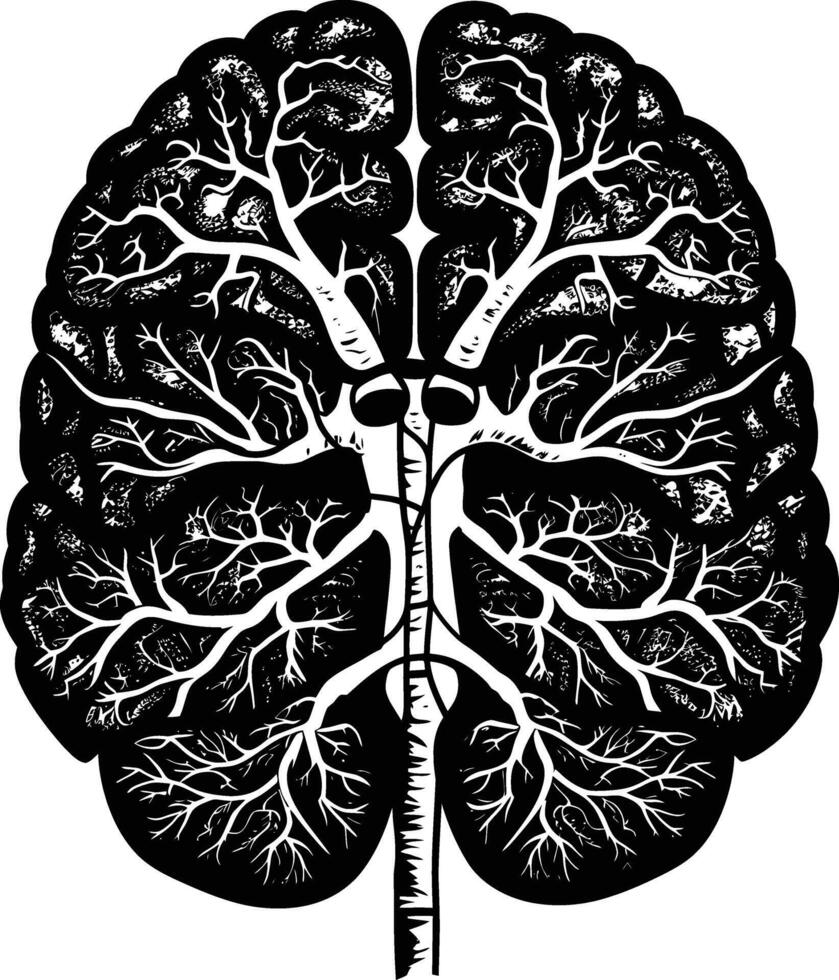 ai gerado silhueta para interno órgãos do cérebro Preto cor só vetor