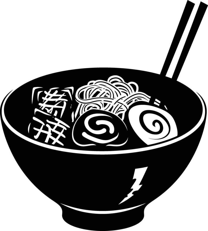 ai gerado silhueta ramen ou Ramyeon Preto cor só vetor