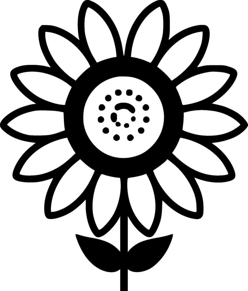 flor - Preto e branco isolado ícone - vetor ilustração