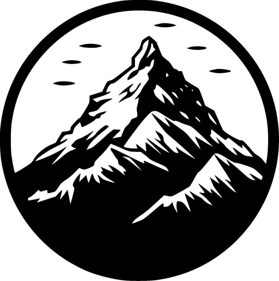 montanhas - Preto e branco isolado ícone - vetor ilustração