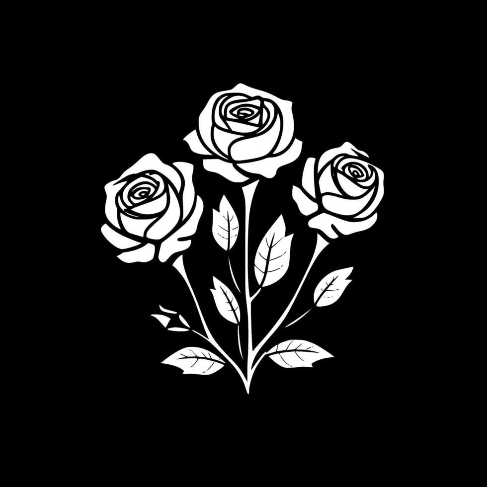 rosas - Preto e branco isolado ícone - vetor ilustração