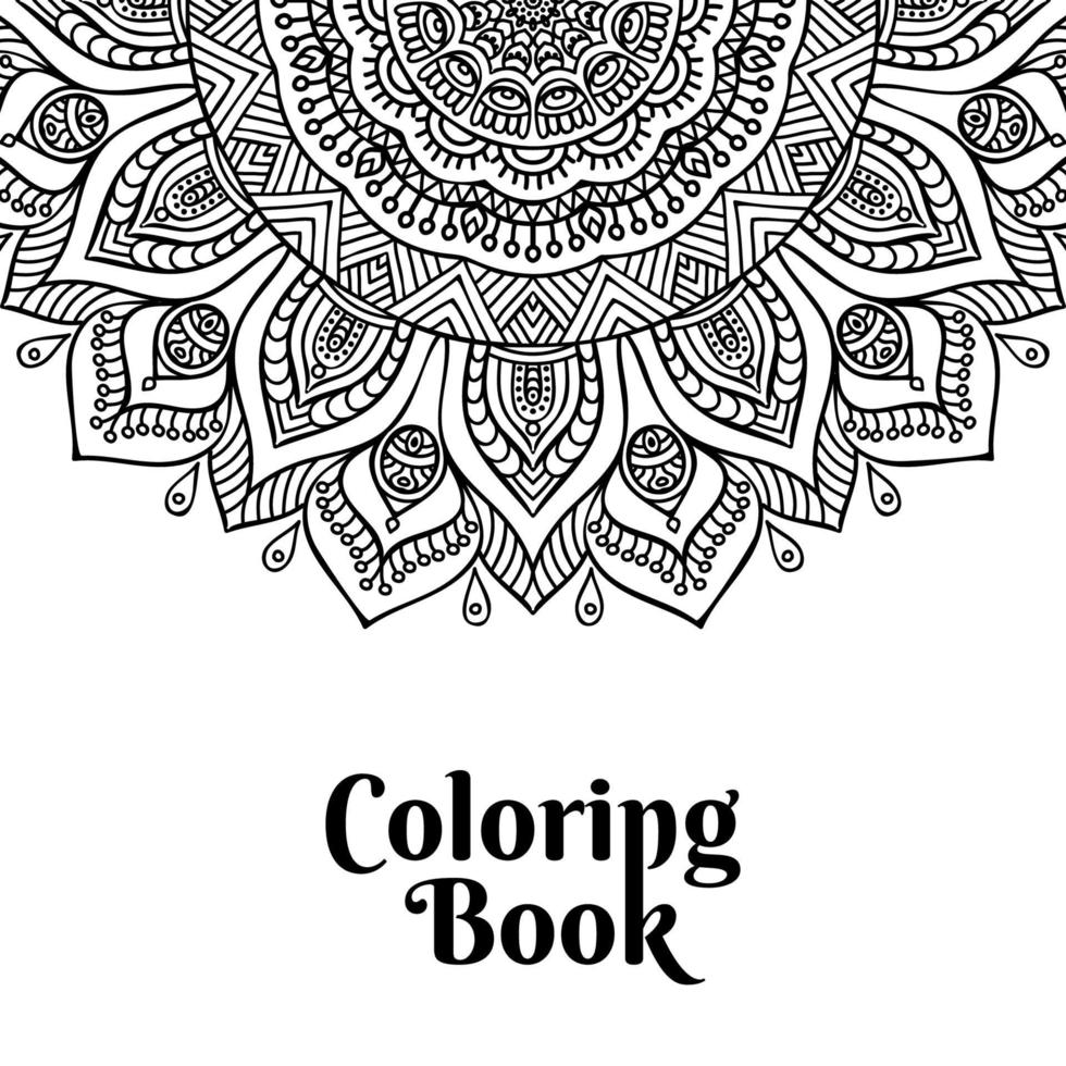livro para colorir desenho mandala preto vetor