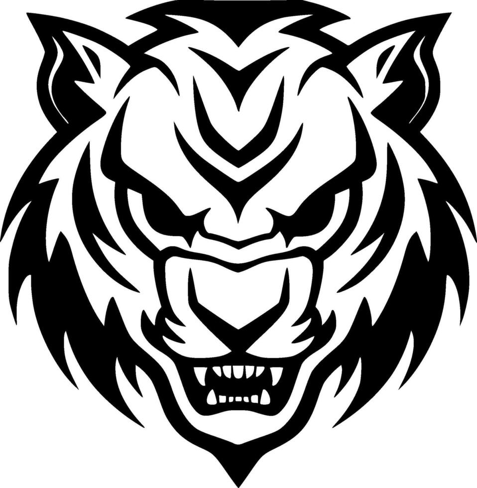 tigre - Preto e branco isolado ícone - vetor ilustração
