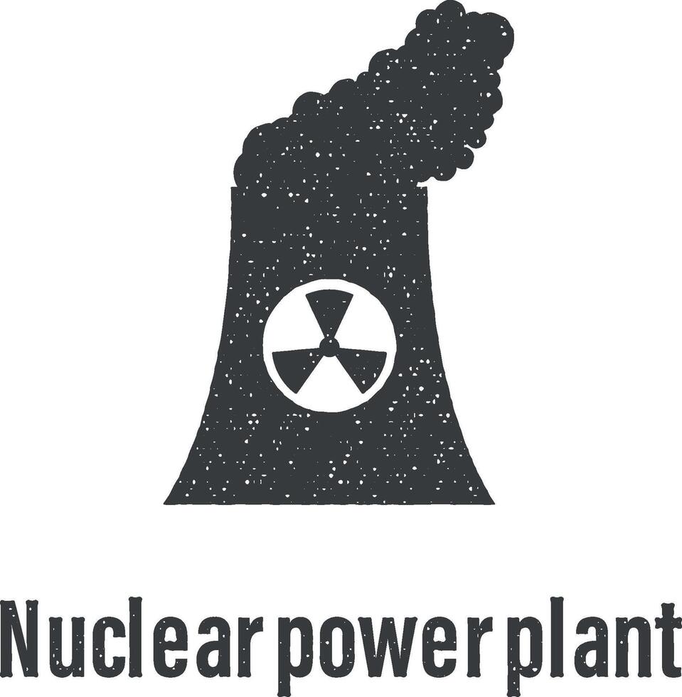 nuclear poder plantar ícone vetor ilustração dentro carimbo estilo