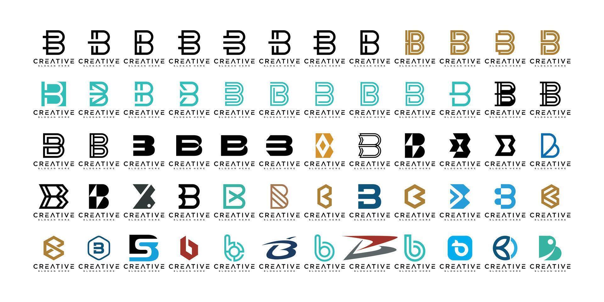 criativo carta b ícone definir. Projeto para o negócio do luxo, elegante, simples. vetor