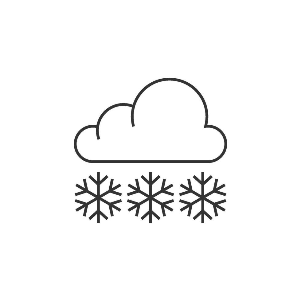 clima nublado nevando ícone dentro fino esboço estilo vetor