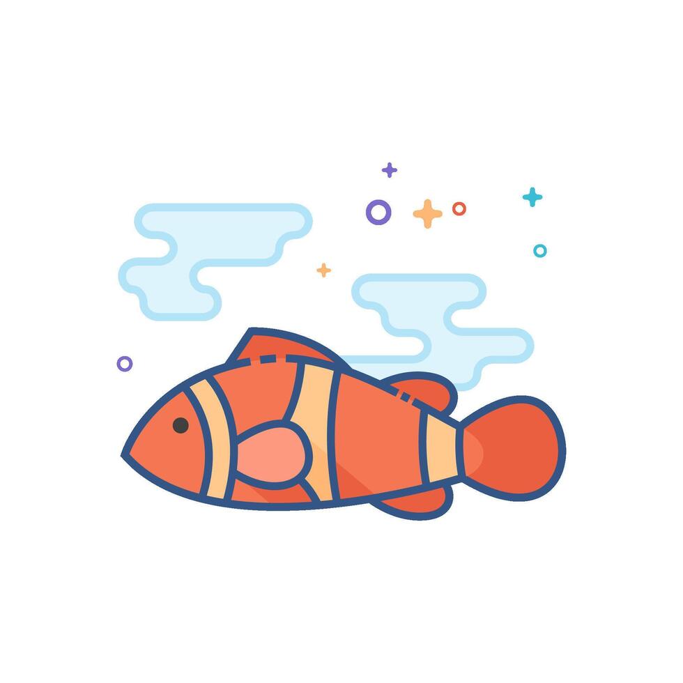 palhaço peixe ícone plano cor estilo vetor ilustração
