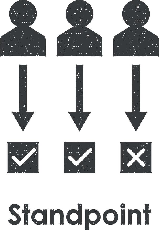 trabalhador, cruzar, verificar, ponto de vista vetor ícone ilustração com carimbo efeito