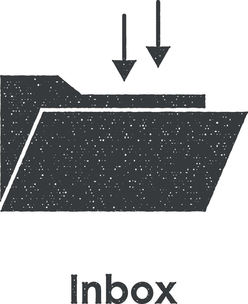pasta, seta abaixo, caixa de entrada vetor ícone ilustração com carimbo efeito