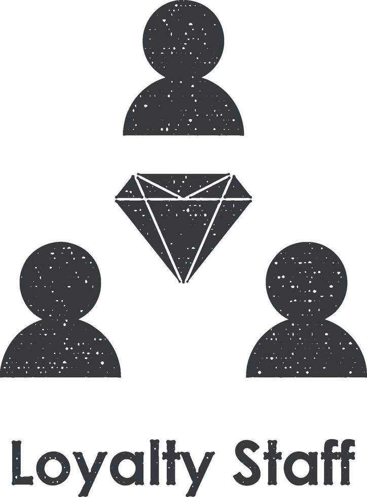 trabalhador, diamante, fidelidade funcionários vetor ícone ilustração com carimbo efeito