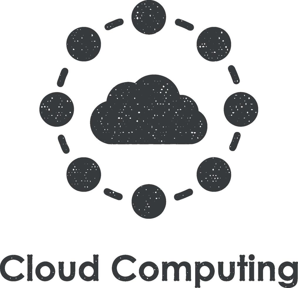 nuvem, nuvem Informática, círculo vetor ícone ilustração com carimbo efeito