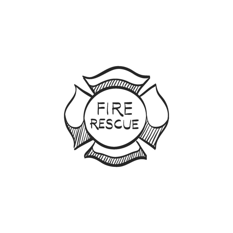 mão desenhado esboço ícone bombeiro emblema vetor
