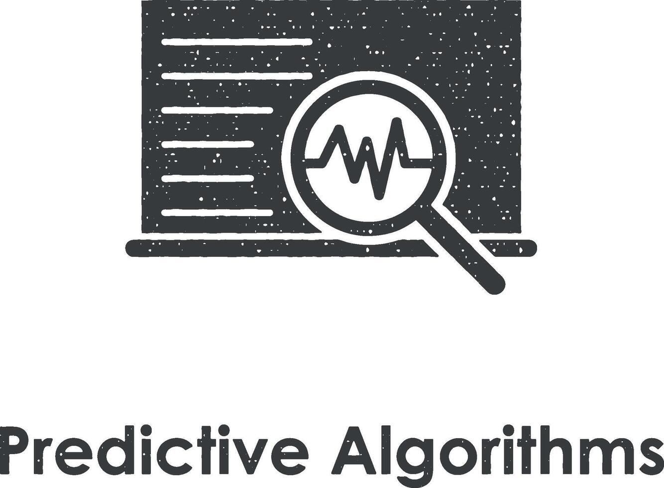 computador portátil, procurar, preditivo algoritmos vetor ícone ilustração com carimbo efeito