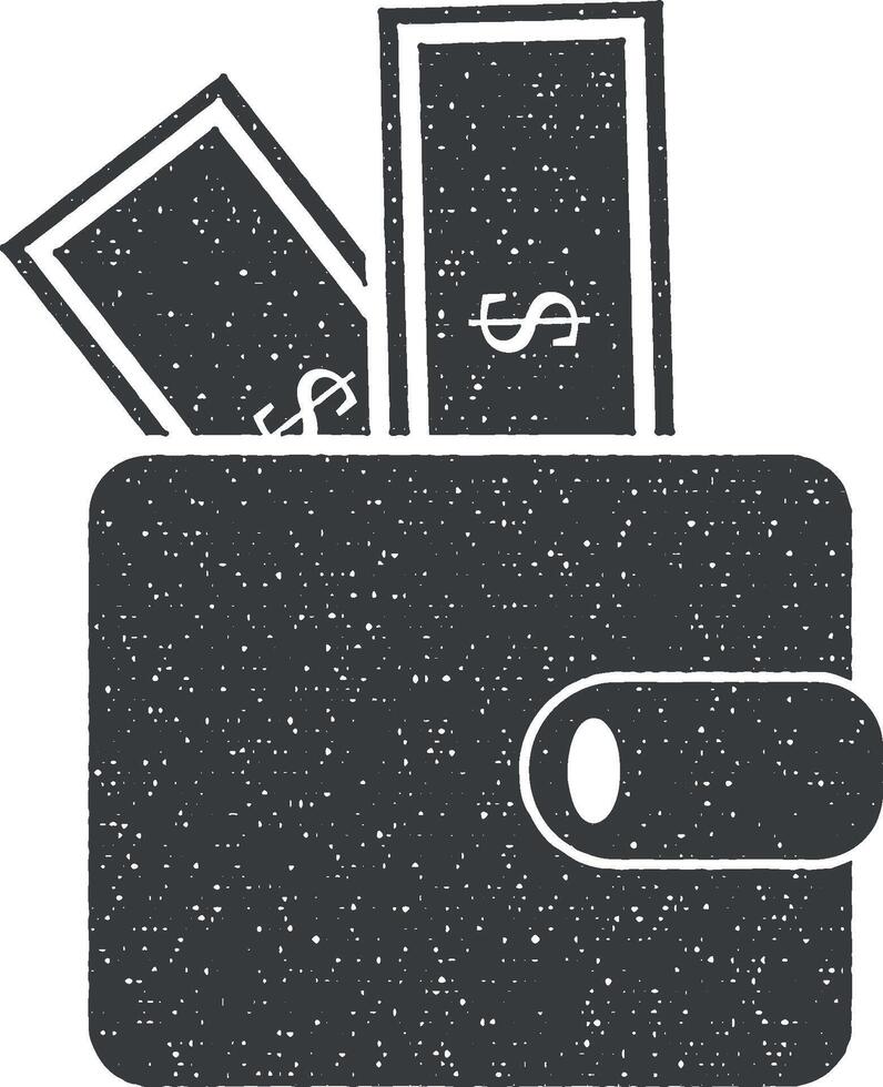 dinheiro dentro Bolsa vetor ícone ilustração com carimbo efeito