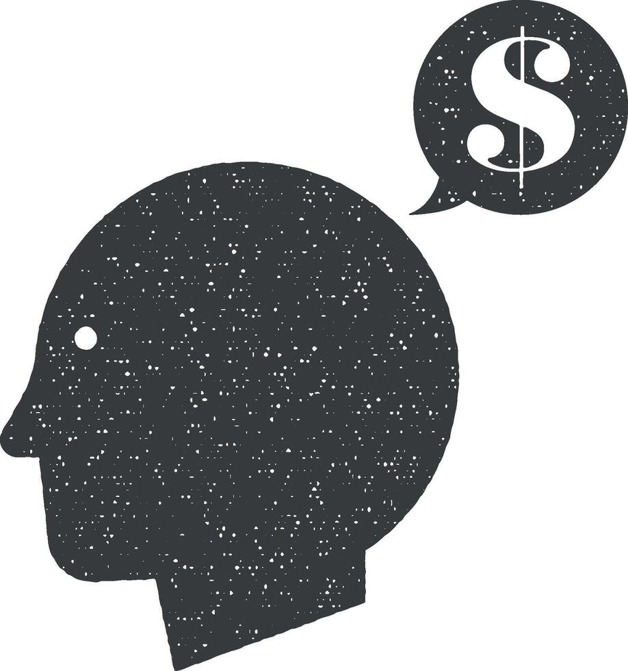 dinheiro, USD, homem, dólar, discurso vetor ícone ilustração com carimbo efeito