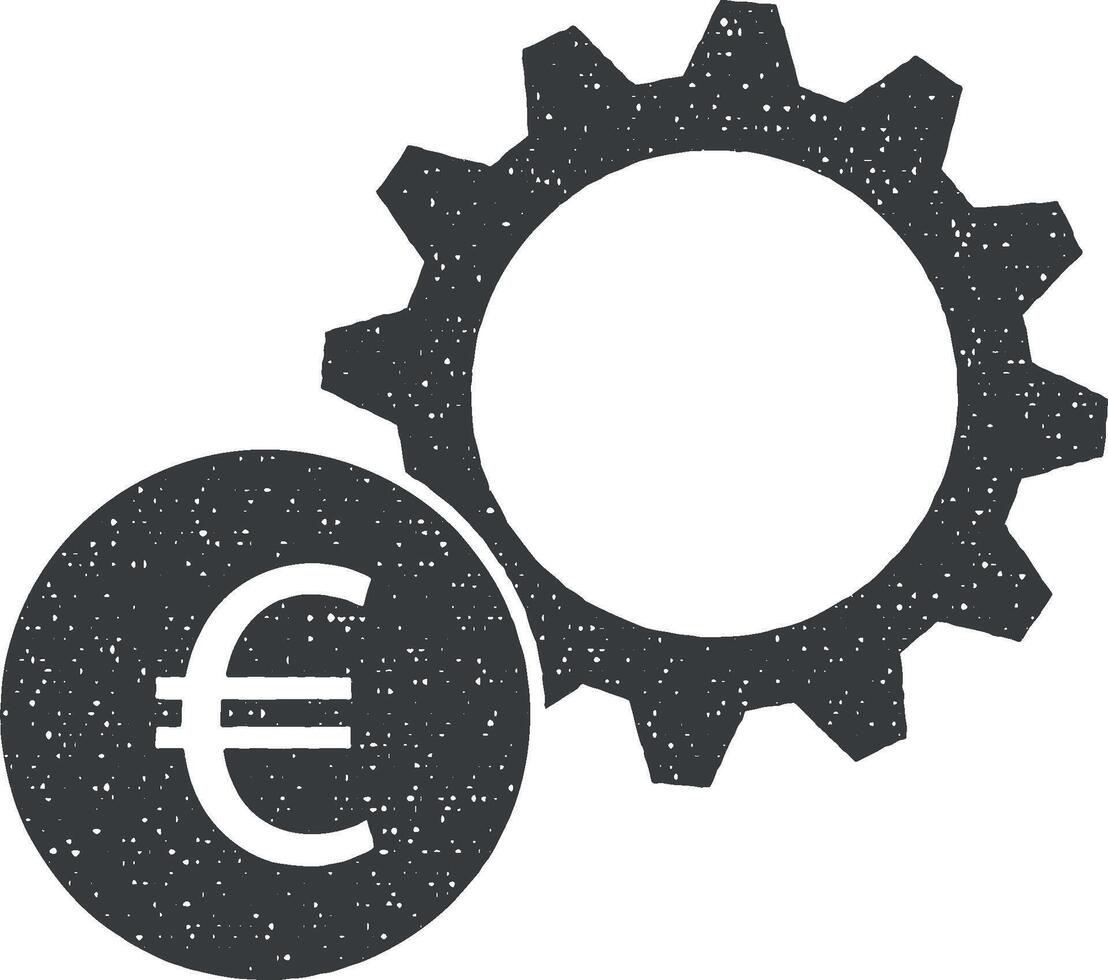 contexto, engrenagem, euro, o negócio vetor ícone ilustração com carimbo efeito