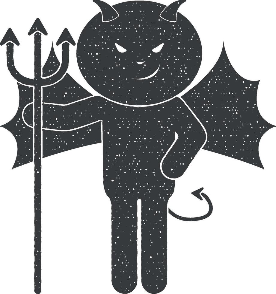demônio com uma tridente vetor ícone ilustração com carimbo efeito