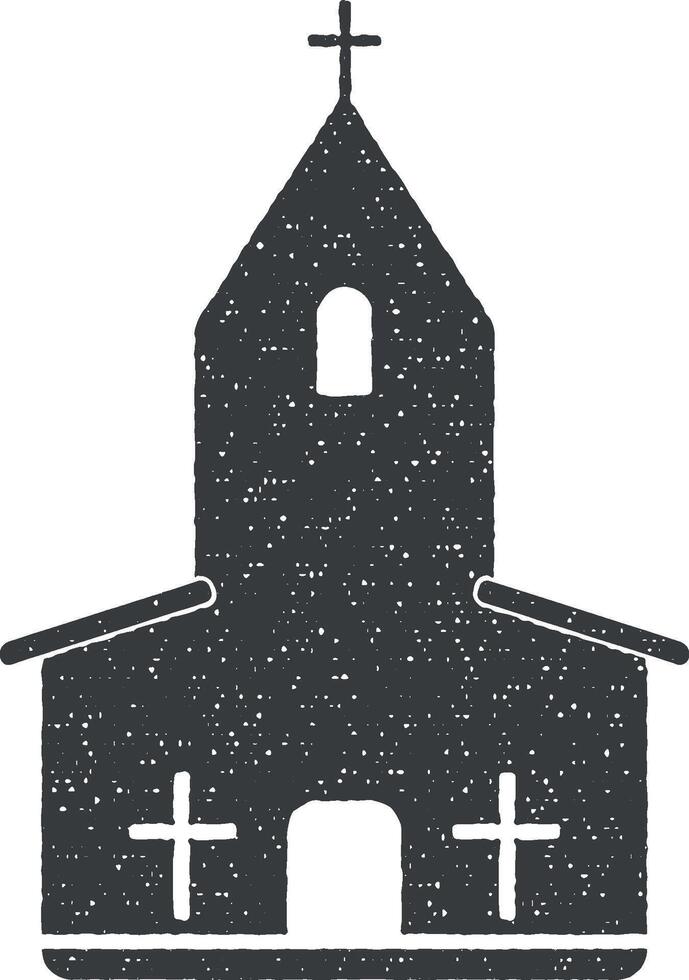 Igreja vetor ícone ilustração com carimbo efeito