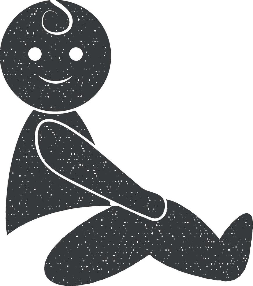 sentado bebê vetor ícone ilustração com carimbo efeito