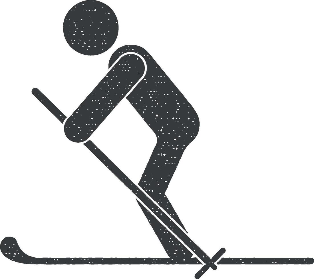 esquiador vetor ícone ilustração com carimbo efeito