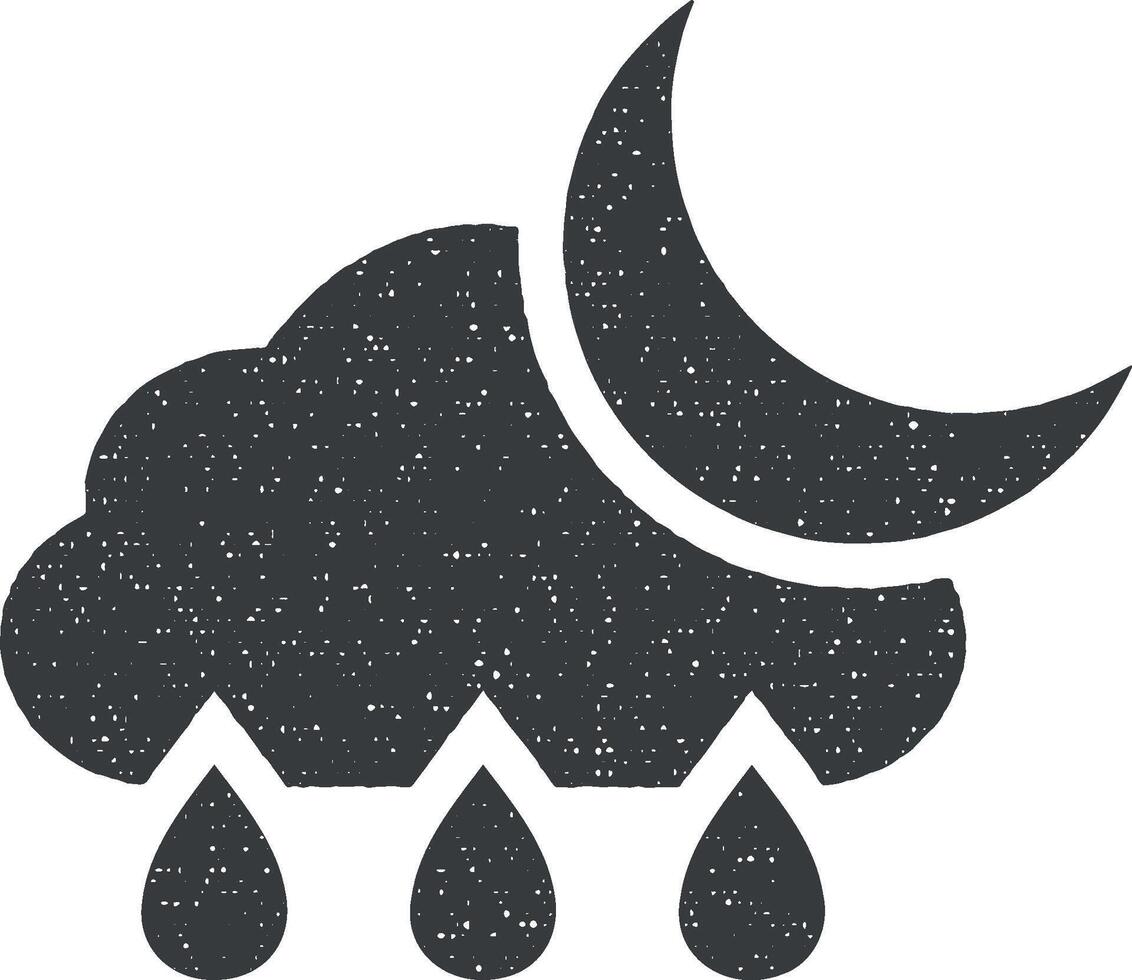 crescente, chuvoso clima, nuvem, chuva vetor ícone ilustração com carimbo efeito