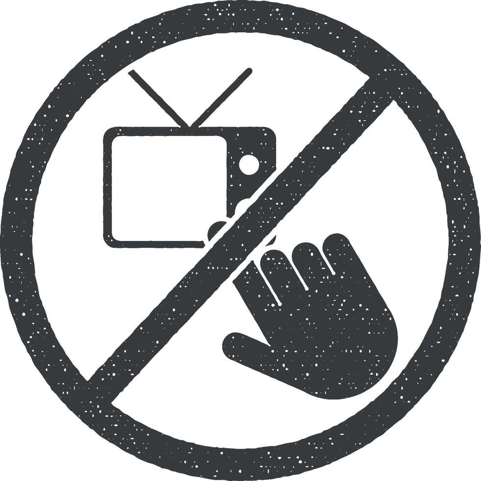 Faz não toque a televisão ícone vetor ilustração dentro carimbo estilo