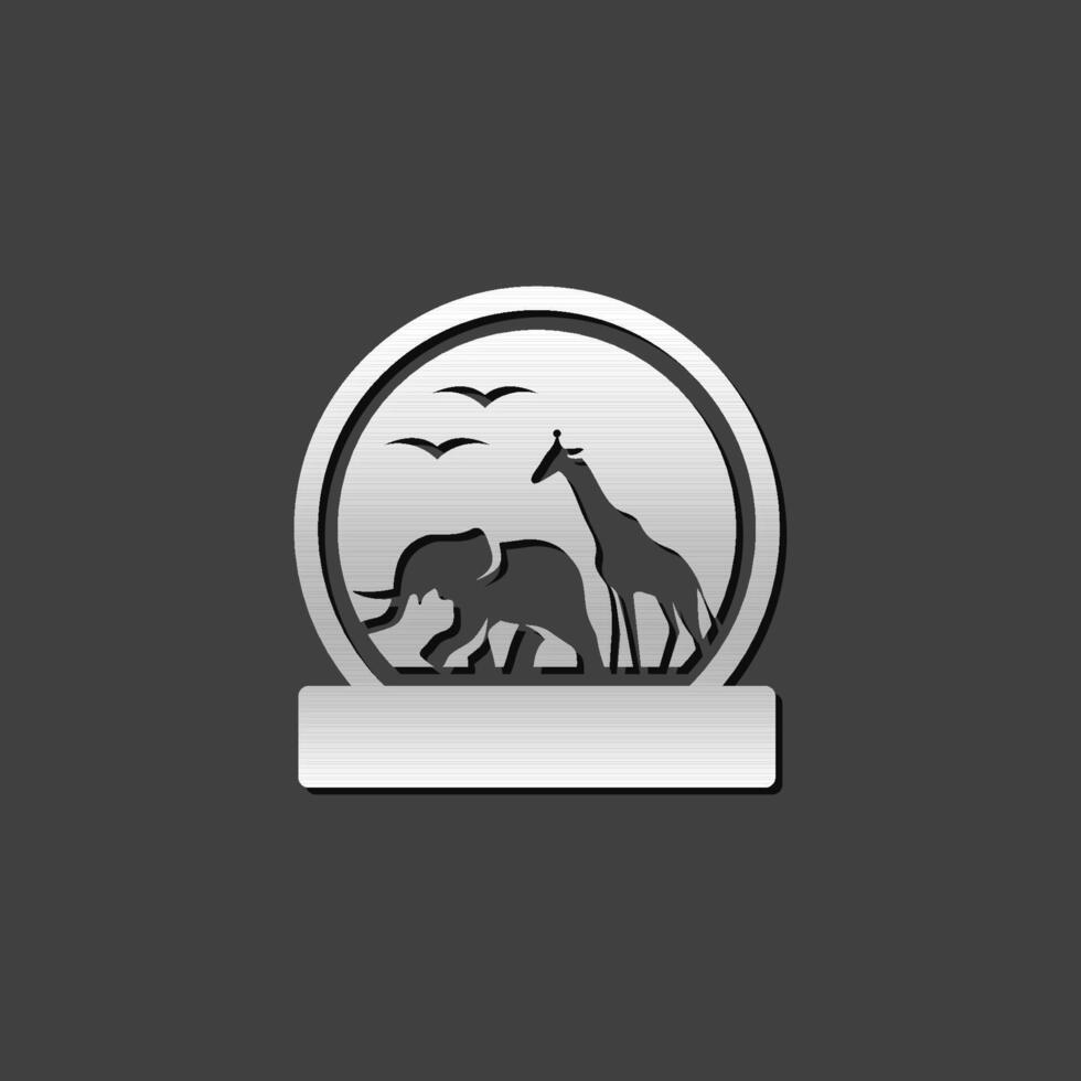 jardim zoológico portão ícone dentro metálico cinzento cor estilo. animal parque selva vetor