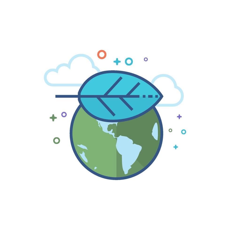 globo com folha ícone plano cor estilo vetor ilustração