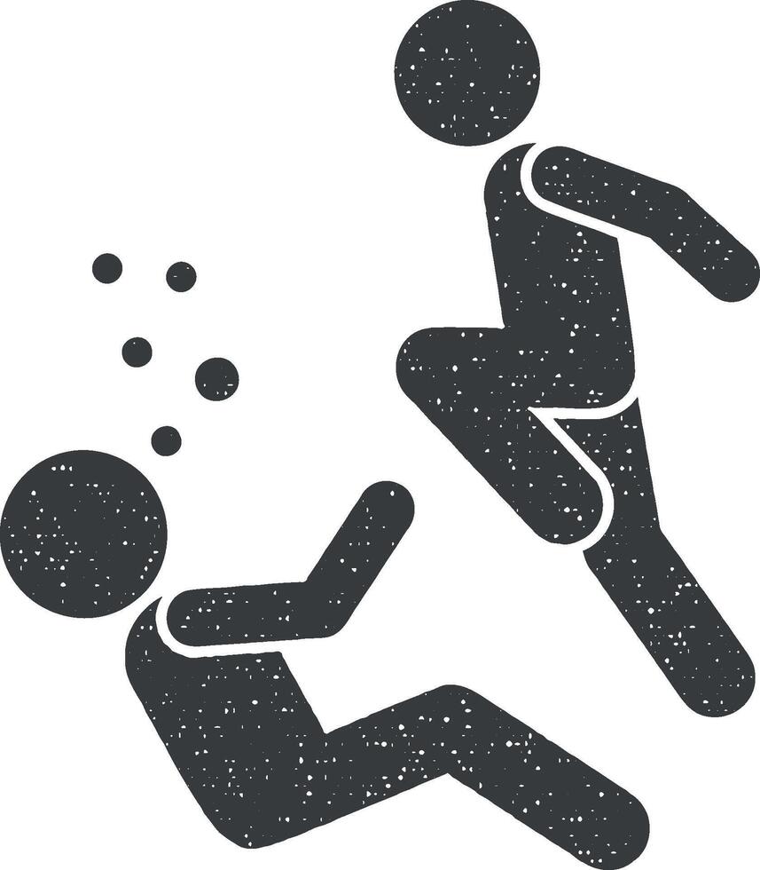 saltar homens joelho ícone vetor ilustração dentro carimbo estilo