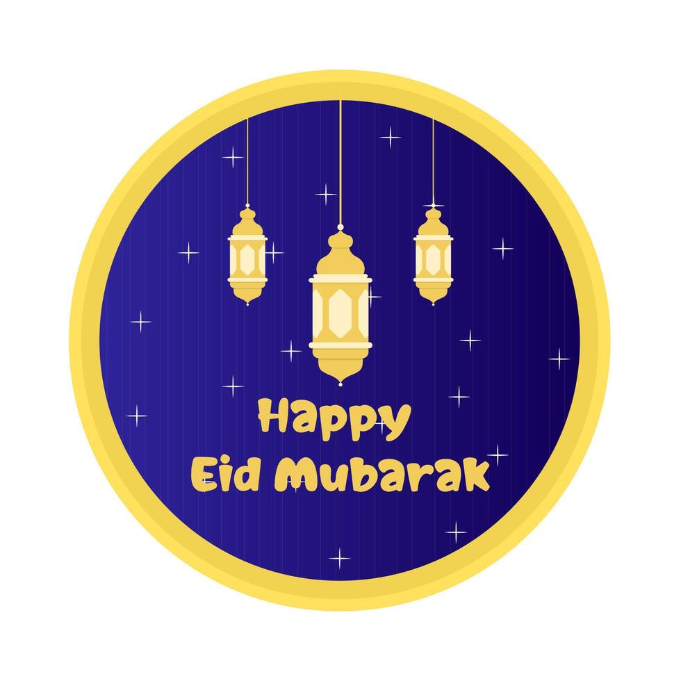 feliz eid Mubarak saudações crachá ilustração vetor