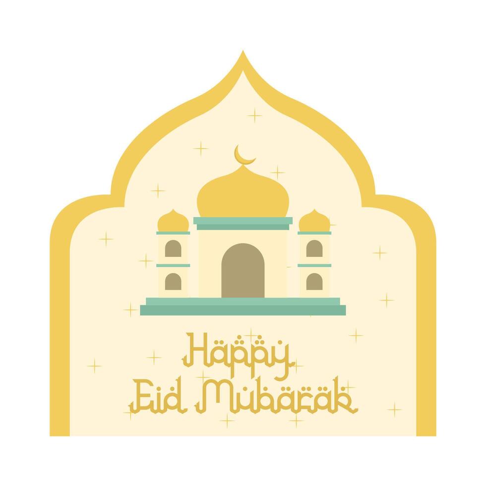 feliz eid Mubarak saudações crachá ilustração vetor