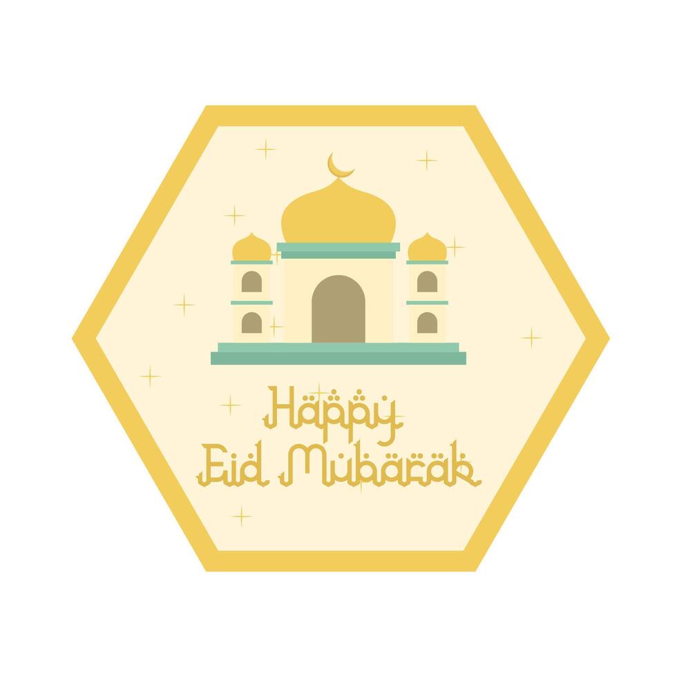 feliz eid Mubarak saudações crachá ilustração vetor