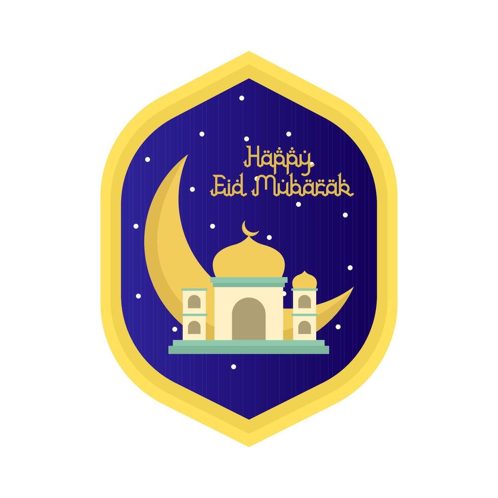 feliz eid Mubarak saudações crachá ilustração vetor