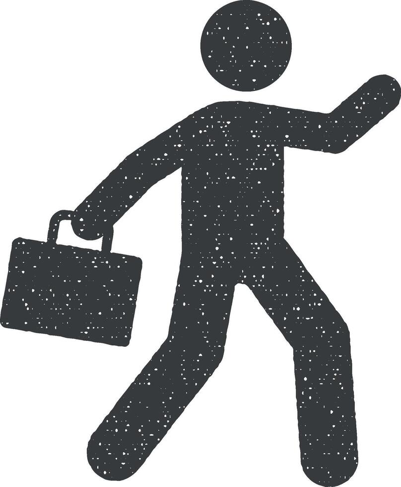 homem de negocios corre trabalhos pressa ícone vetor ilustração dentro carimbo estilo