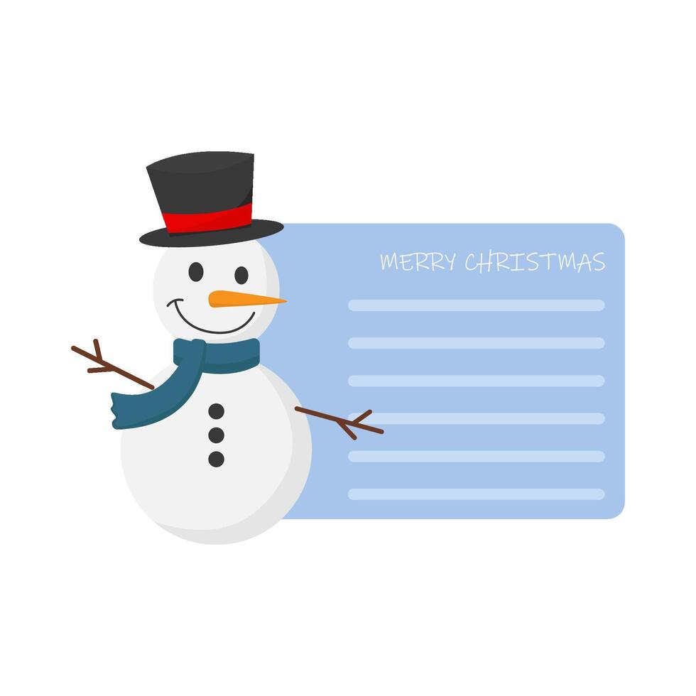boneco de neve com cumprimento cartão Natal ilustração vetor