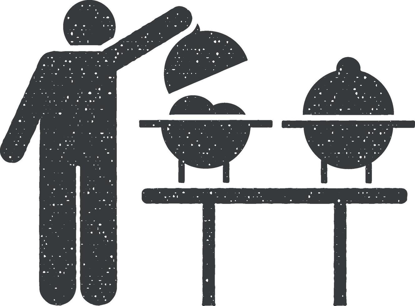 comida, homem, comer, jantar, homem ícone vetor ilustração dentro carimbo estilo