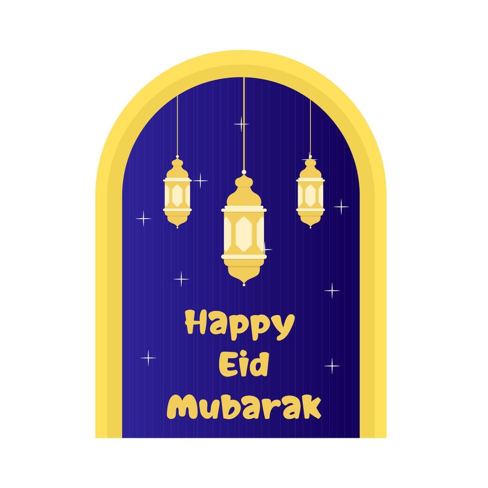 feliz eid Mubarak saudações crachá ilustração vetor