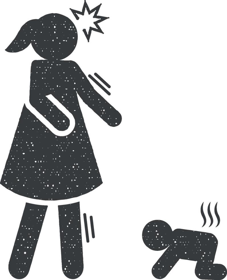 garota, bebê, infantil ícone vetor ilustração dentro carimbo estilo