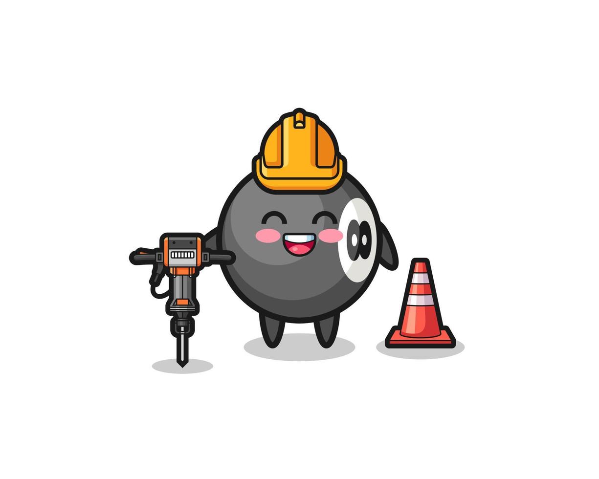 trabalhador rodoviário mascote de bilhar segurando furadeira vetor
