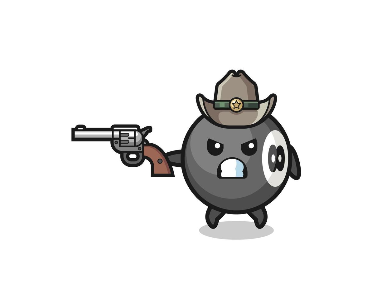 o cowboy de bilhar atirando com uma arma vetor