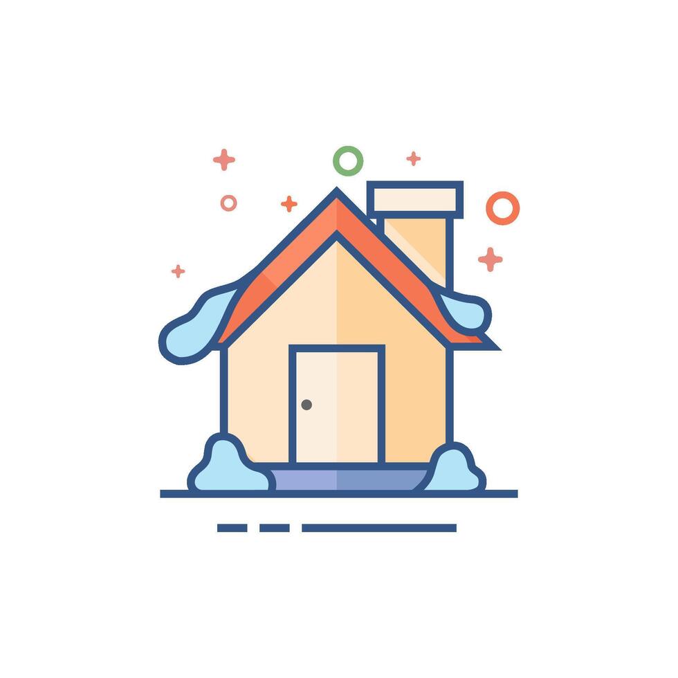 casa com neve ícone plano cor estilo vetor ilustração