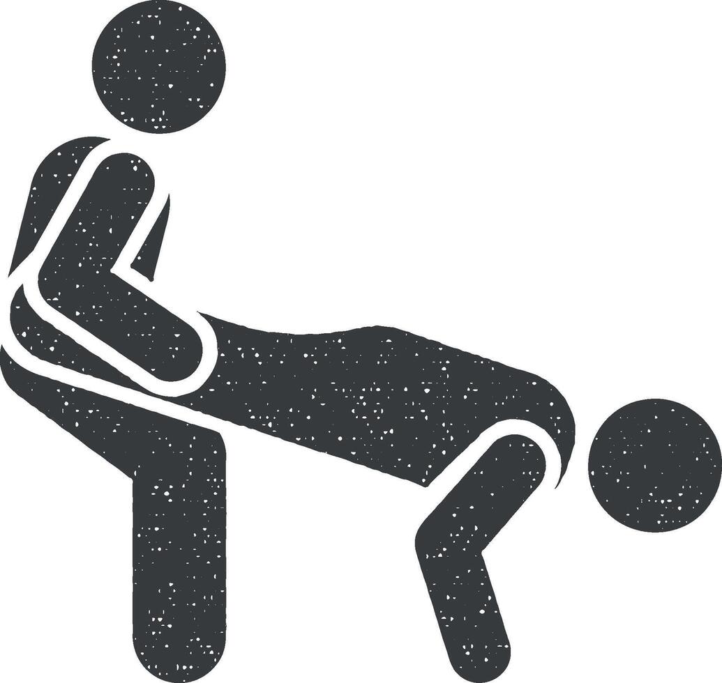 esporte Academia exercício dois homem Socorro com seta pictograma ícone vetor ilustração dentro carimbo estilo