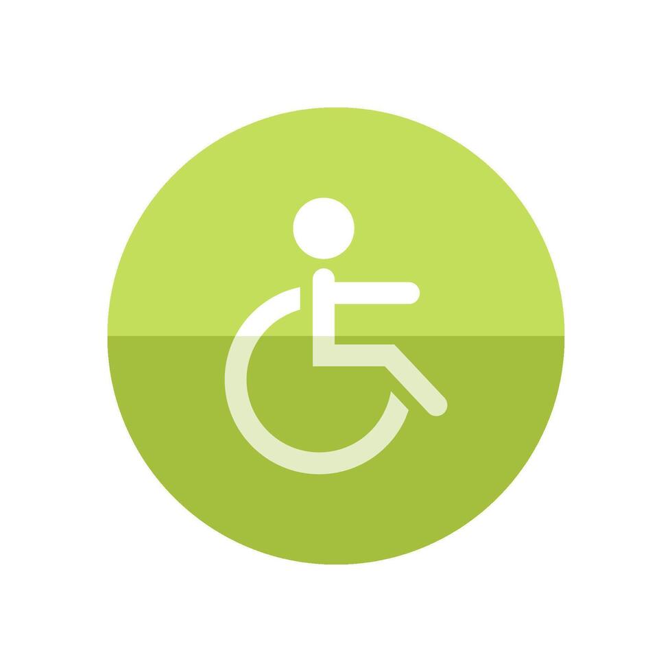 Desativado Acesso ícone dentro plano cor círculo estilo. estrada construção cadeira de rodas Cuidado vetor