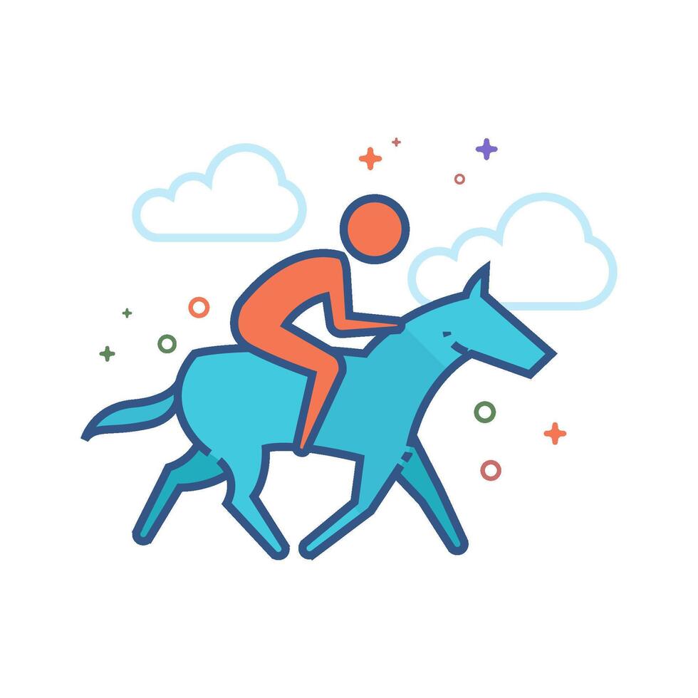 cavalo equitação ícone plano cor estilo vetor ilustração